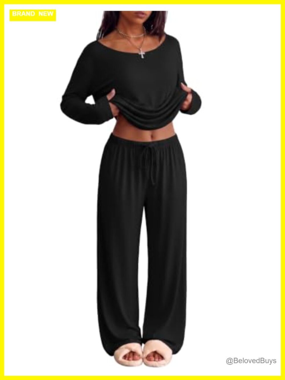 Ekouaer Women's 2-Piece Pajama Set Long Sleeve Lounge PJs Soft Stretchy